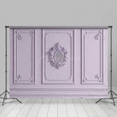 Aperturee Aperturee Elegant Lavender Wall Photography Backdrop with Ornate Mirror Classic Molding Panel Studio Photo Prop Decor